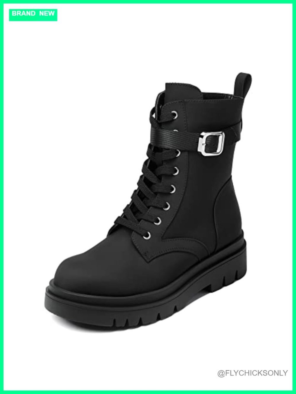 Women's Combat Platform Ankle Boots Faux Leather Zip Splash-Resistant